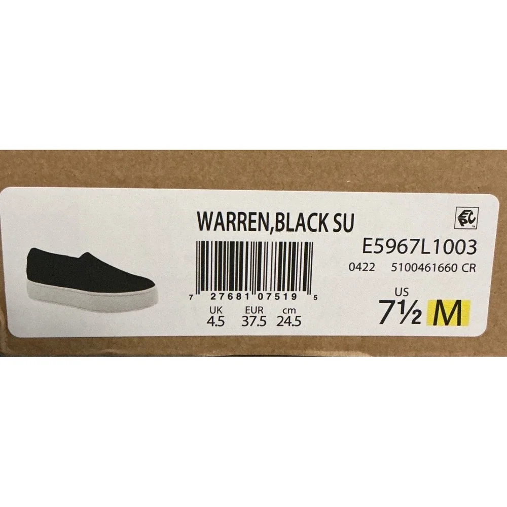 Vince Warren Black Suede Platform Slip On‎ Sneakers 7.5 New With Tags/Box